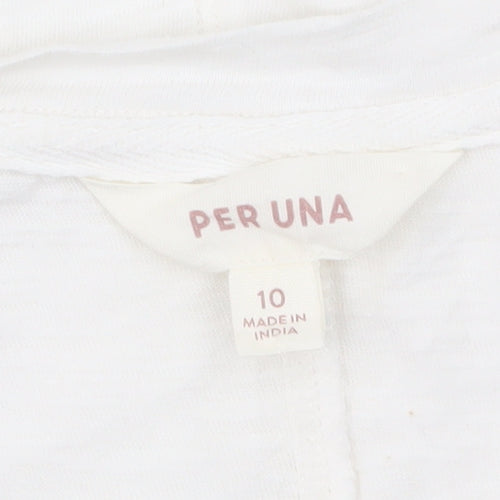 Marks and Spencer Per Una White Cotton Puff Sleeve T-Shirt Size 10