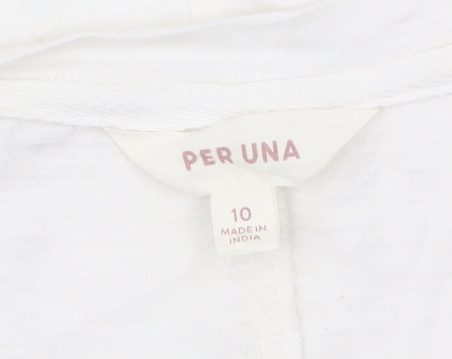Marks and Spencer Per Una White Cotton Puff Sleeve T-Shirt Size 10