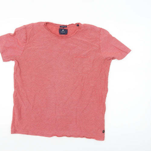 Pierre Cardin Men's Red Striped Cotton Crew Neck T-Shirt M