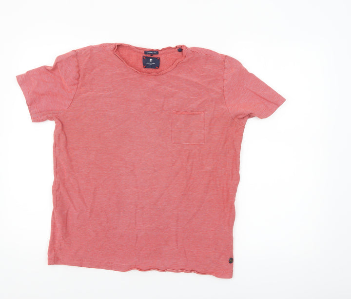 Pierre Cardin Men's Red Striped Cotton Crew Neck T-Shirt M