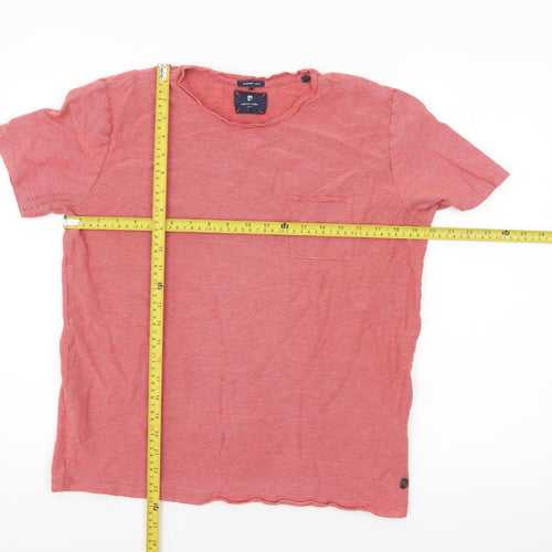 Pierre Cardin Men's Red Striped Cotton Crew Neck T-Shirt M