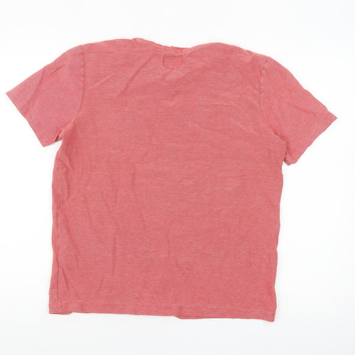 Pierre Cardin Men's Red Striped Cotton Crew Neck T-Shirt M