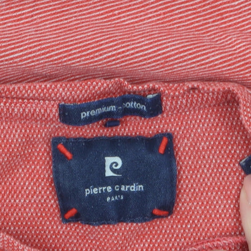 Pierre Cardin Men's Red Striped Cotton Crew Neck T-Shirt M
