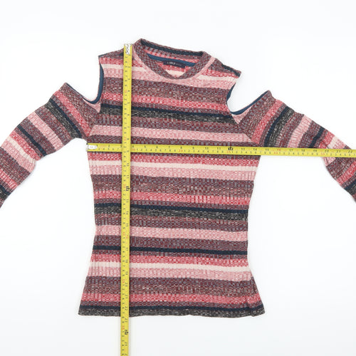 Marks and Spencer Women's Multicoloured Stripe Cold Shoulder Top Size 10