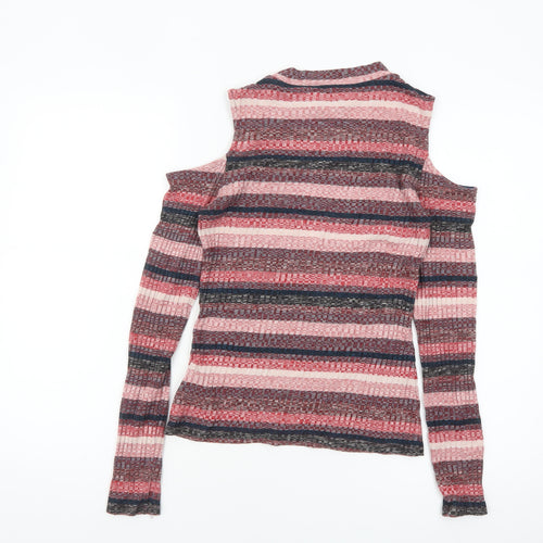 Marks and Spencer Women's Multicoloured Stripe Cold Shoulder Top Size 10
