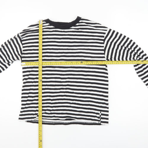 Monki Women Black White Striped Long Sleeve Jersey T-Shirt XS
