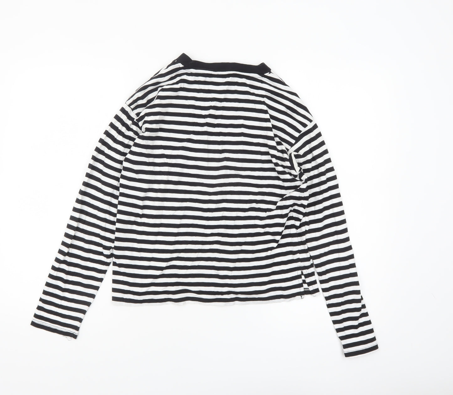 Monki Women Black White Striped Long Sleeve Jersey T-Shirt XS