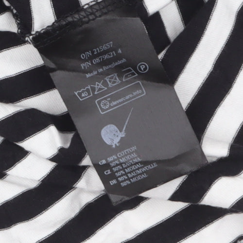 Monki Women Black White Striped Long Sleeve Jersey T-Shirt XS
