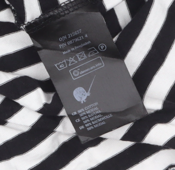 Monki Women Black White Striped Long Sleeve Jersey T-Shirt XS