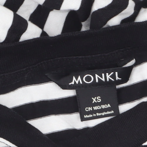 Monki Women Black White Striped Long Sleeve Jersey T-Shirt XS