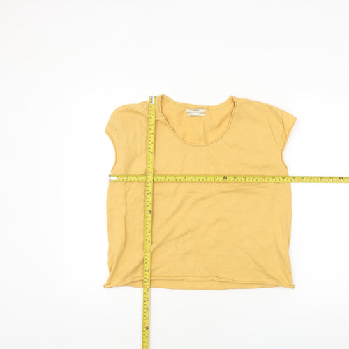 Pull&Bear Womens Yellow Cotton Sleeveless Basic T-Shirt Size 8
