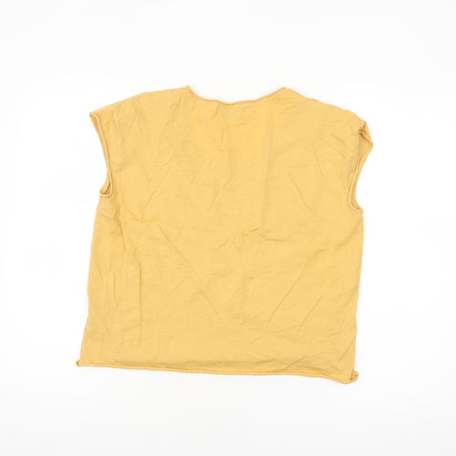 Pull&Bear Womens Yellow Cotton Sleeveless Basic T-Shirt Size 8