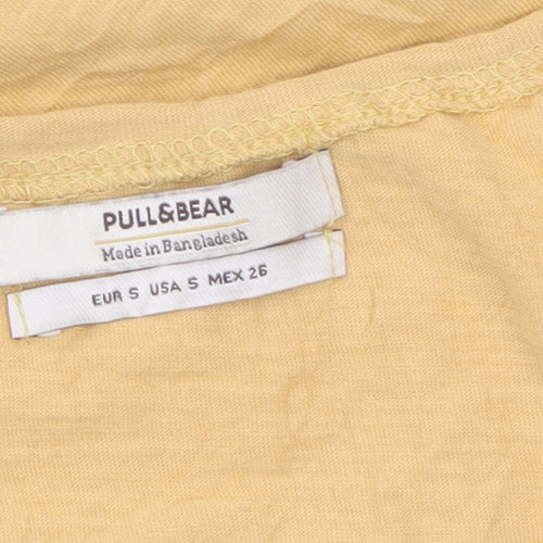 Pull&Bear Womens Yellow Cotton Sleeveless Basic T-Shirt Size 8