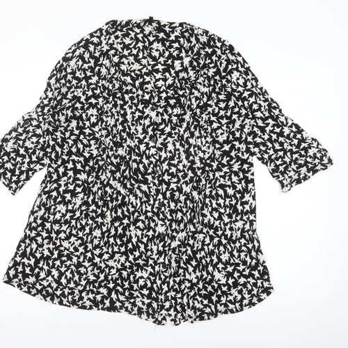 Anya Madsen Womens Black Floral Tunic Blouse Size 22 Viscose
