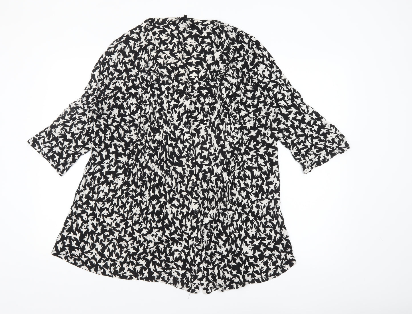 Anya Madsen Womens Black Floral Tunic Blouse Size 22 Viscose