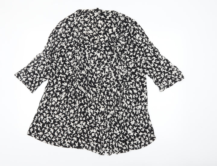 Anya Madsen Womens Black Floral Tunic Blouse Size 22 Viscose