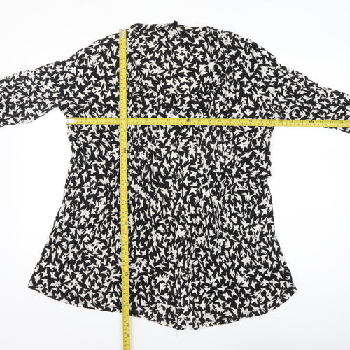Anya Madsen Womens Black Floral Tunic Blouse Size 22 Viscose