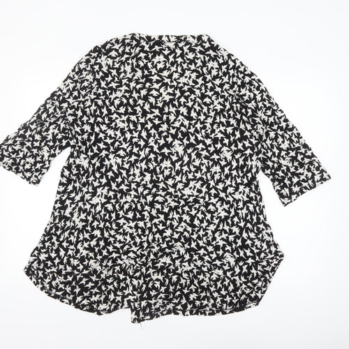 Anya Madsen Womens Black Floral Tunic Blouse Size 22 Viscose