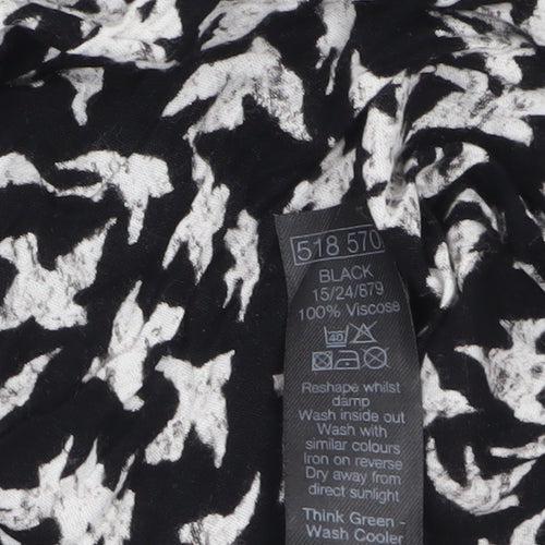 Anya Madsen Womens Black Floral Tunic Blouse Size 22 Viscose