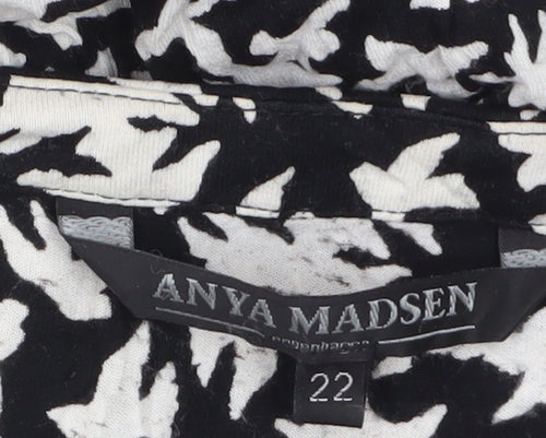 Anya Madsen Womens Black Floral Tunic Blouse Size 22 Viscose