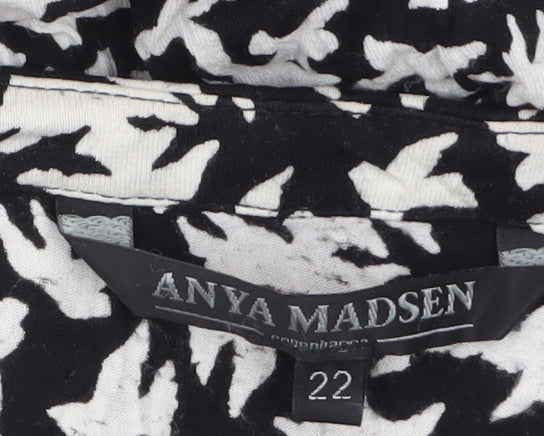 Anya Madsen Womens Black Floral Tunic Blouse Size 22 Viscose