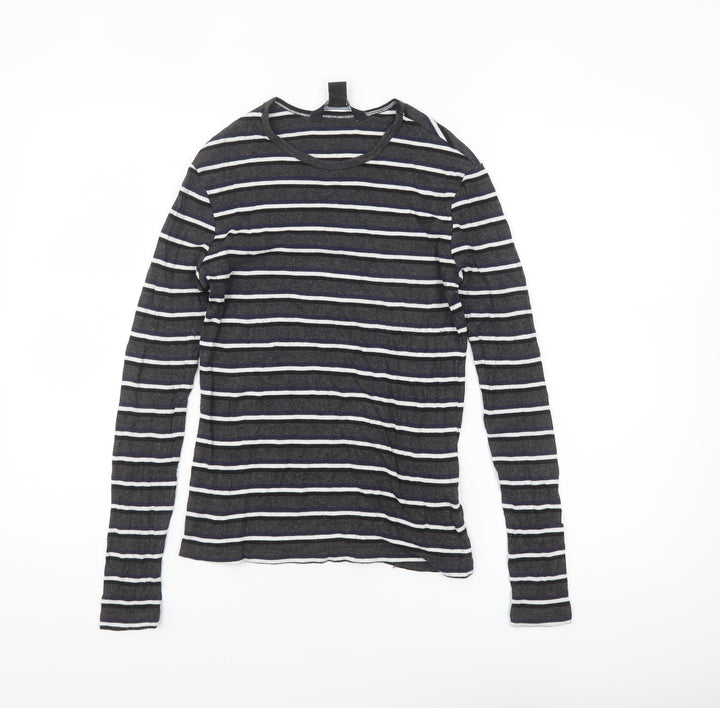 American Apparel Women’s Black Striped Long Sleeve Rayon T-Shirt Size M