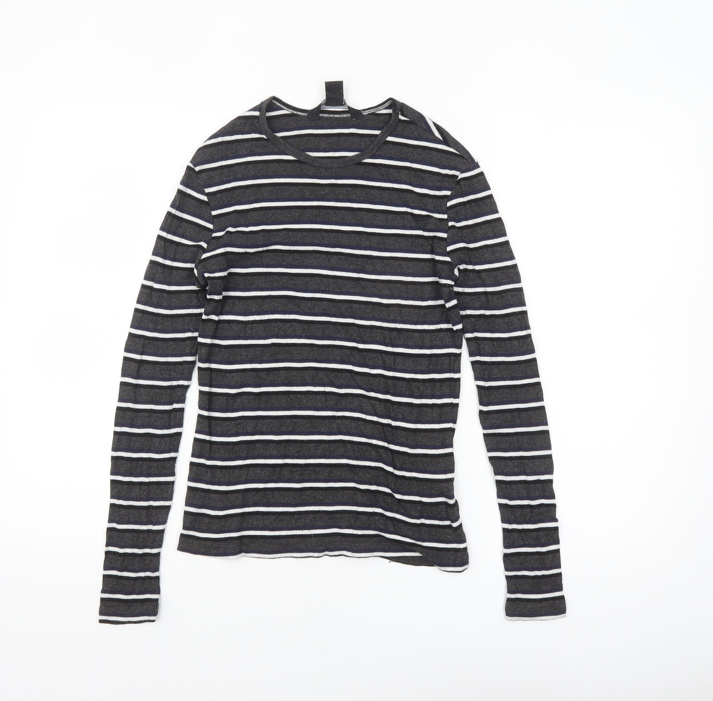 American Apparel Women’s Black Striped Long Sleeve Rayon T-Shirt Size M