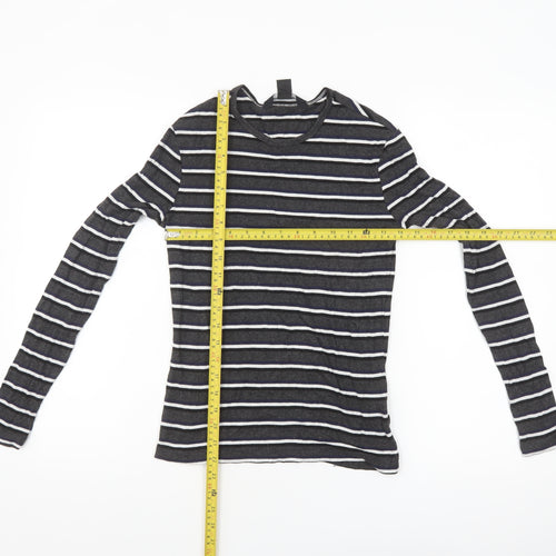 American Apparel Women’s Black Striped Long Sleeve Rayon T-Shirt Size M