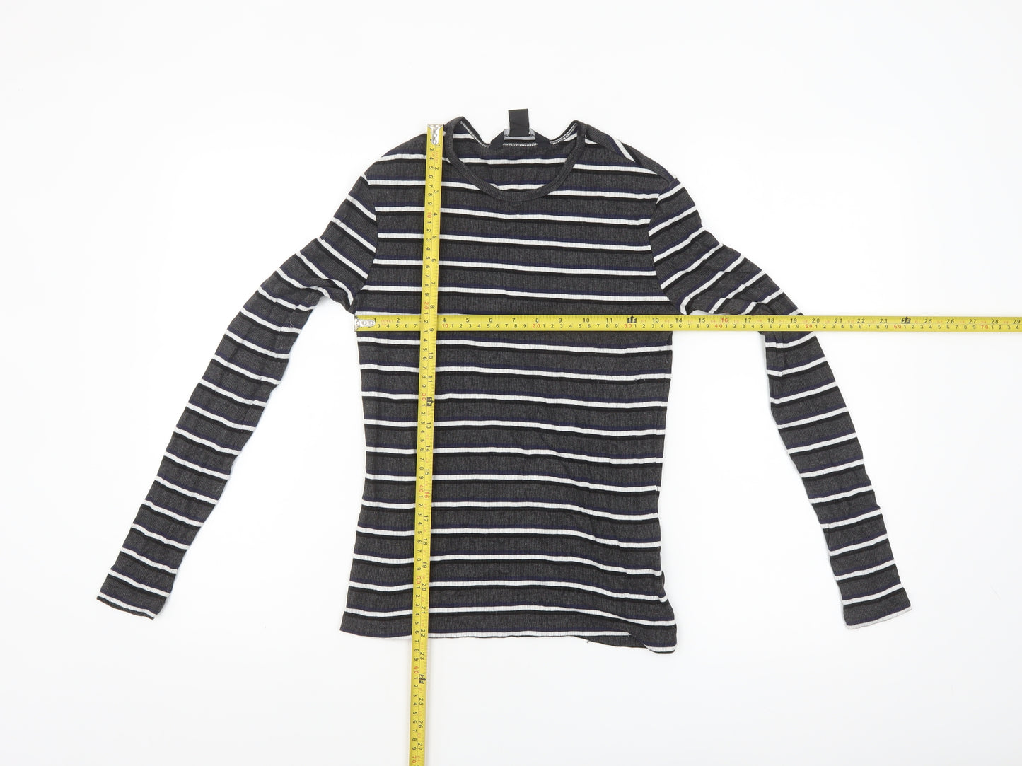 American Apparel Women’s Black Striped Long Sleeve Rayon T-Shirt Size M