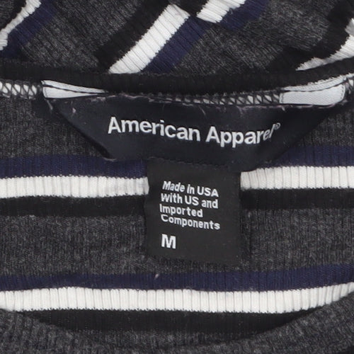 American Apparel Women’s Black Striped Long Sleeve Rayon T-Shirt Size M