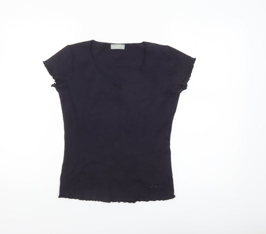 Marks and Spencer Per Una Women's Black Cotton V-Neck T-Shirt Size 10