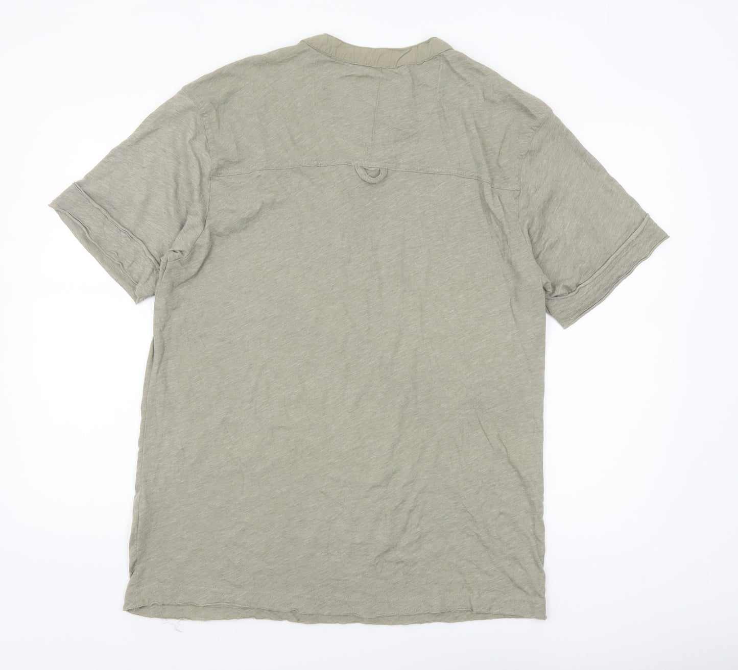 Firetrap Men’s Beige 3XL V-Neck Button Accent Short Sleeve T-Shirt