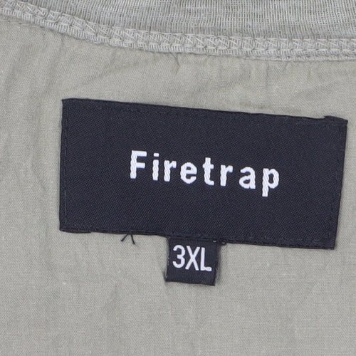 Firetrap Men’s Beige 3XL V-Neck Button Accent Short Sleeve T-Shirt