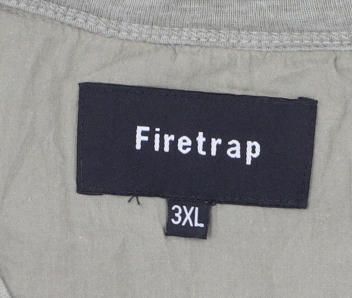 Firetrap Men’s Beige 3XL V-Neck Button Accent Short Sleeve T-Shirt