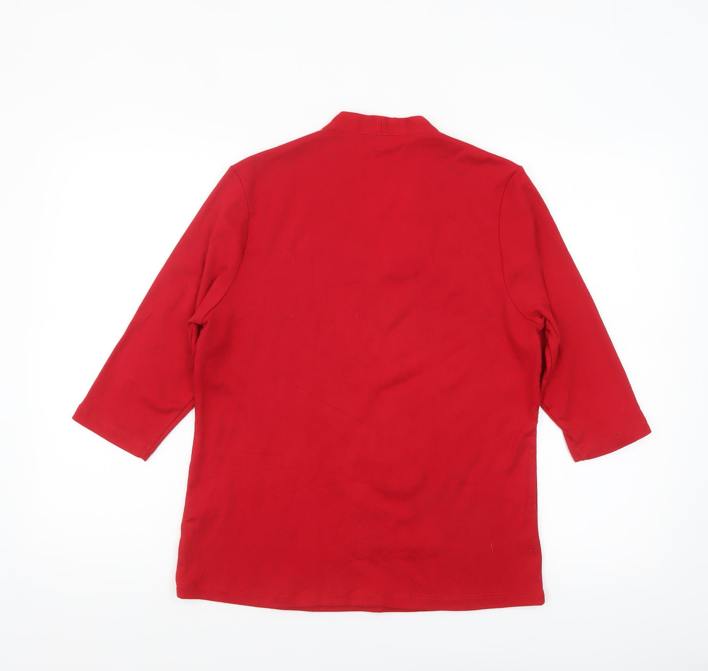TIGI Women Red V-Neck 3/4 Sleeve Jersey T-Shirt Size 14