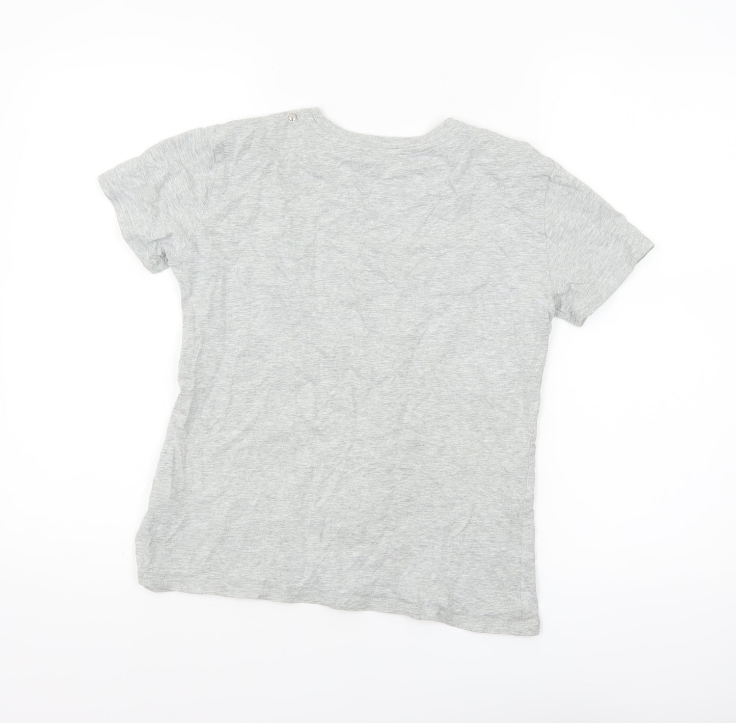Diesel Women's Grey Cotton Rainbow Logo T-Shirt Size S