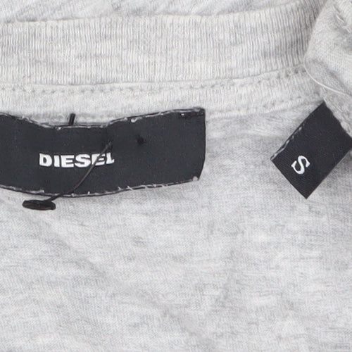 Diesel Women's Grey Cotton Rainbow Logo T-Shirt Size S
