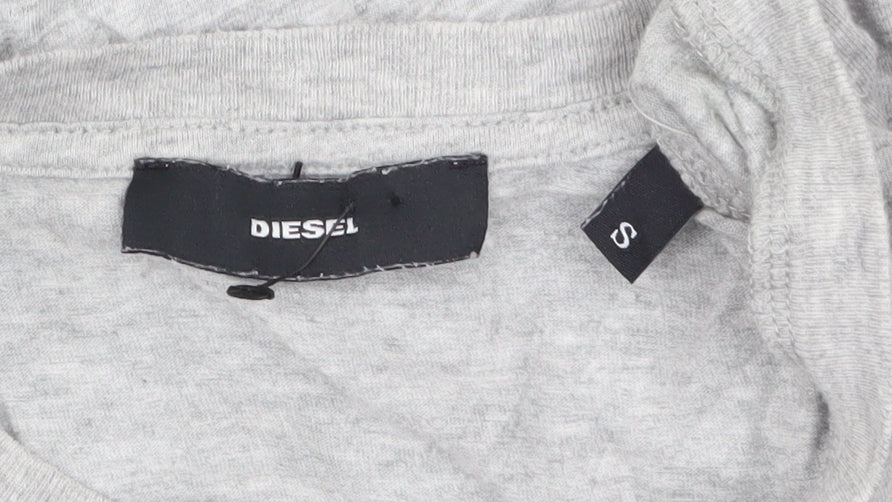 Diesel Women's Grey Cotton Rainbow Logo T-Shirt Size S