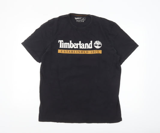 Timberland Men's Black Regular Fit Logo Cotton T-Shirt Size L
