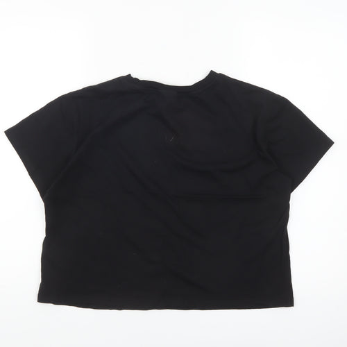 H&M Divided Women’s Black Sequin Iconic Cropped T-Shirt Size 14