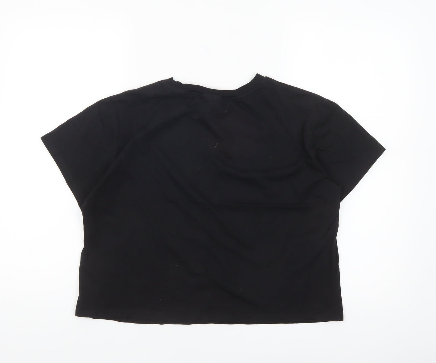 H&M Divided Women’s Black Sequin Iconic Cropped T-Shirt Size 14