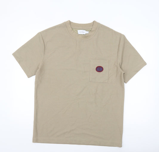 Topman Men's Beige Short Sleeve Crew Neck Knit T-Shirt Size S