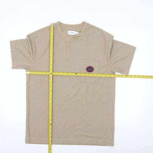 Topman Men's Beige Short Sleeve Crew Neck Knit T-Shirt Size S