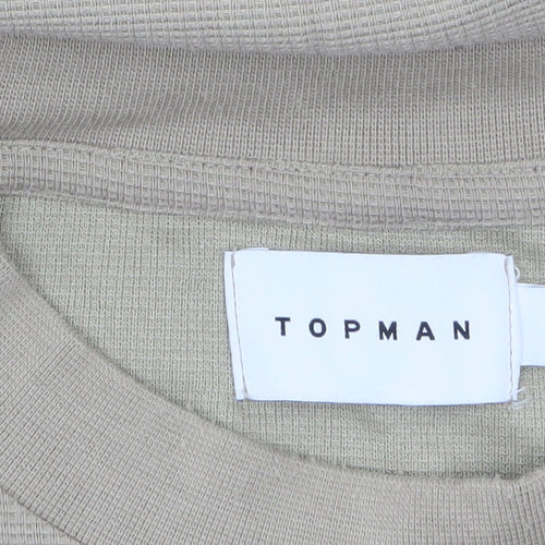 Topman Men's Beige Short Sleeve Crew Neck Knit T-Shirt Size S