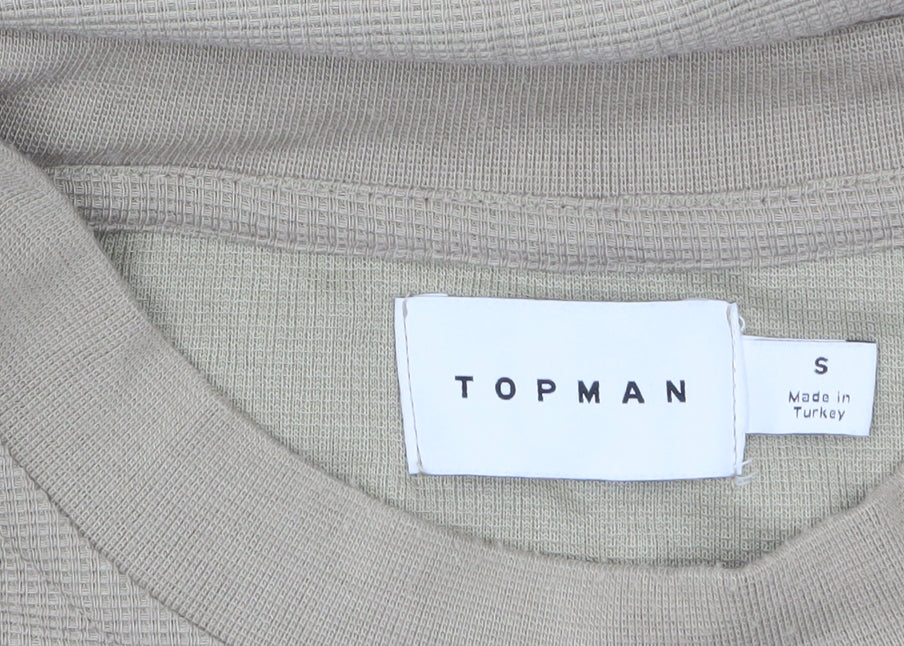 Topman Men's Beige Short Sleeve Crew Neck Knit T-Shirt Size S