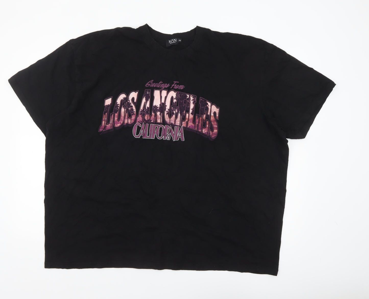 boohooMAN Men's Black 3XL Los Angeles California Graphic T-Shirt