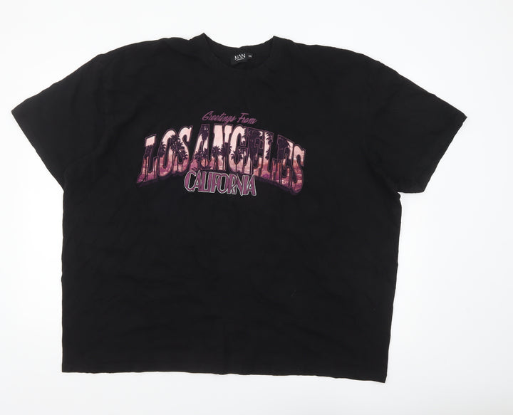 boohooMAN Men's Black 3XL Los Angeles California Graphic T-Shirt