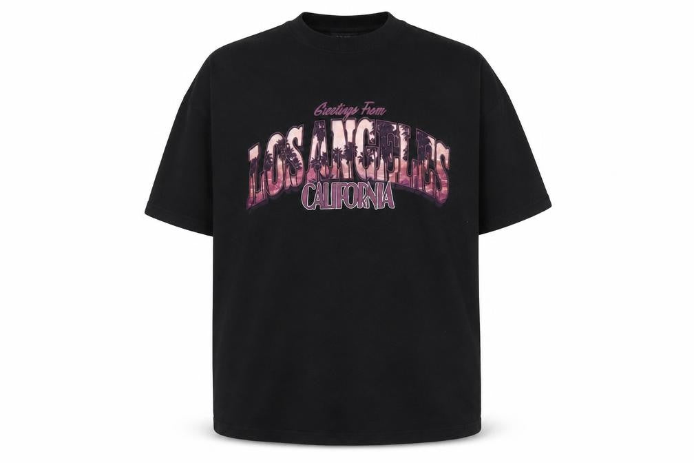 boohooMAN Men's Black 3XL Los Angeles California Graphic T-Shirt