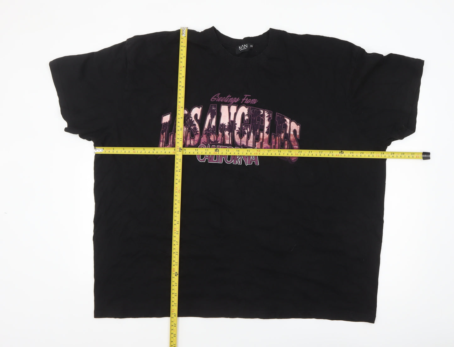 boohooMAN Men's Black 3XL Los Angeles California Graphic T-Shirt