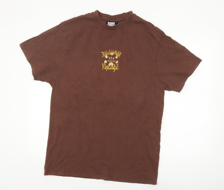 Reclaimed Vintage Women’s Brown Graphic Cotton T-Shirt UK 10